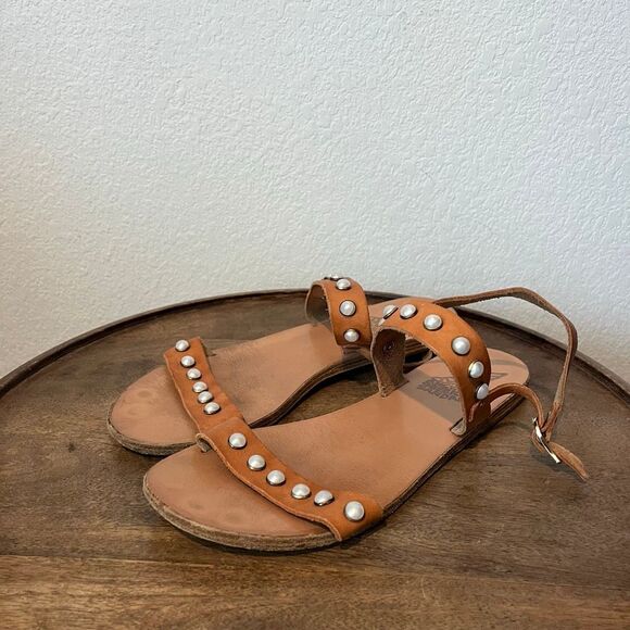 Ancient Greek Sandals Brown Leather Clio Flat Sandals Women's Size 39 US 9 - Picture 1 of 9